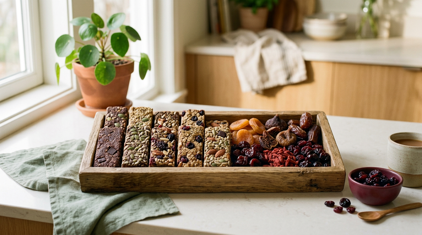 Frozenondhon plant snacks arranged neatly on a wooden tray